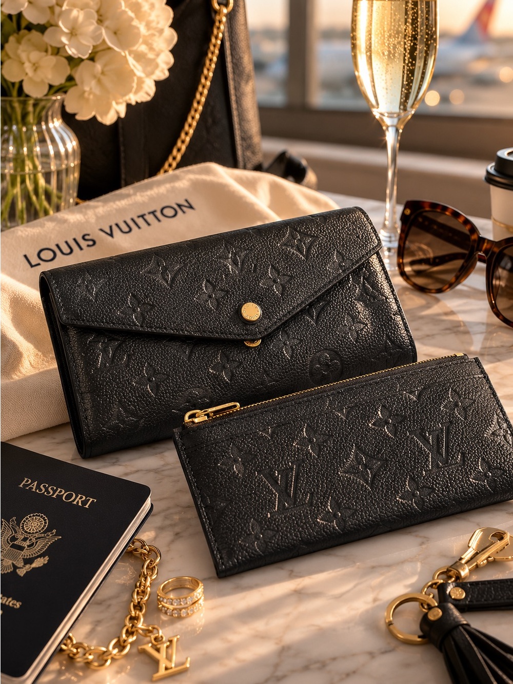 Louis Vuitton Curieuse Wallet Black Monogram Empreinte w/ Removable Zip Pouch